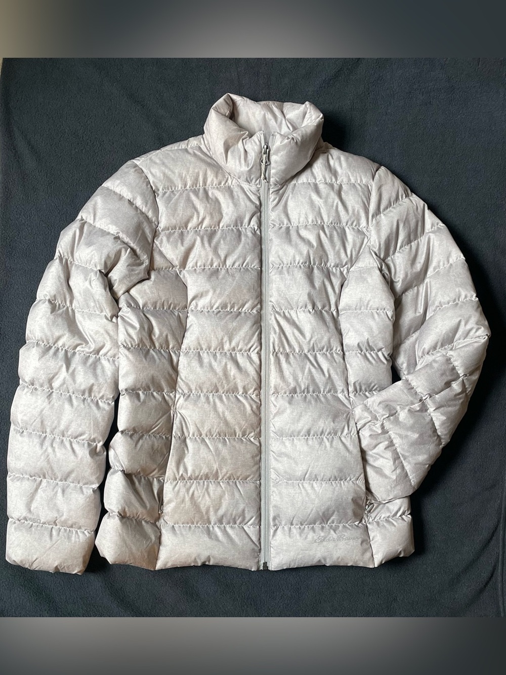 Eddie Bauer Light Gray Quilted Down Puffer Women’s Jacket